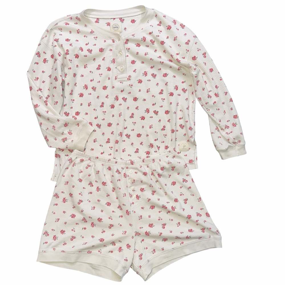 VTG Cottagecore Victoria's Secret County Henley Floral Pajama Set. Oversized M